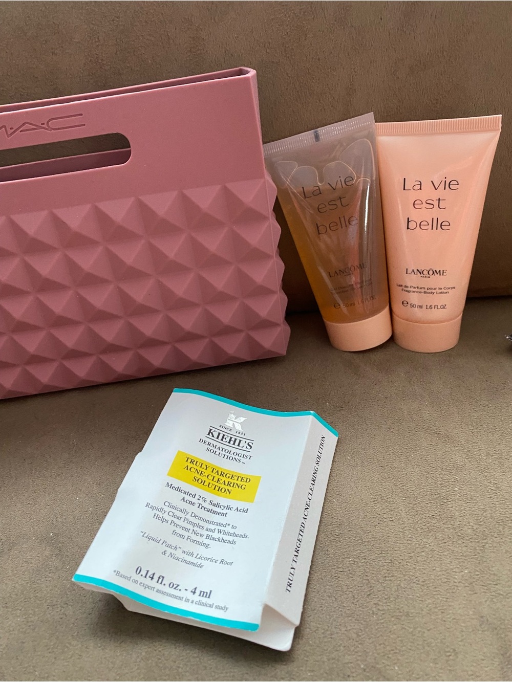 MAC Cosmetics Pink Textured Cosmetic Bag